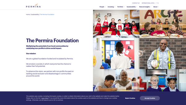 Screenshot of the The Permira Foundation website