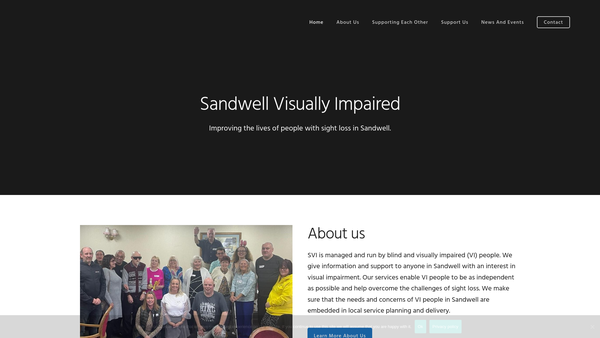 Screenshot of the Sandwell Visually Impaired website