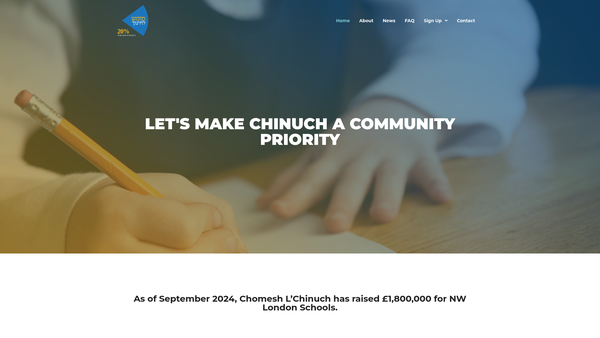 Screenshot of the Chinuch 20 website