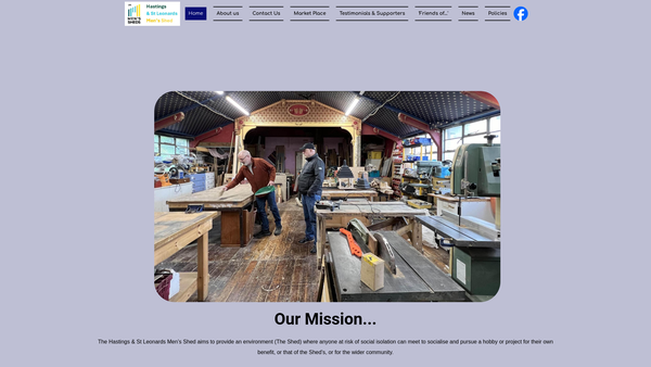 Screenshot of the Hastings And St Leonards Men's Shed website