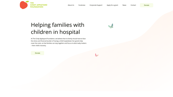 Screenshot of the The Cindy Appleyard Foundation website
