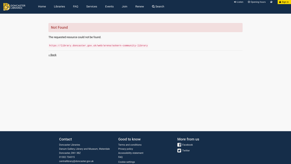 Screenshot of the Askern Community Hub website