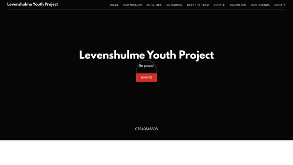 Screenshot of the Levenshulme Youth Project website