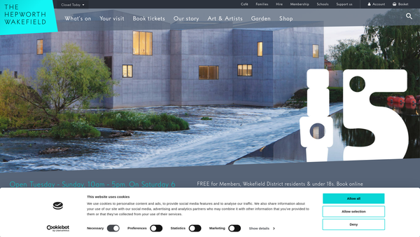Screenshot of the The Hepworth Wakefield Garden Trust website
