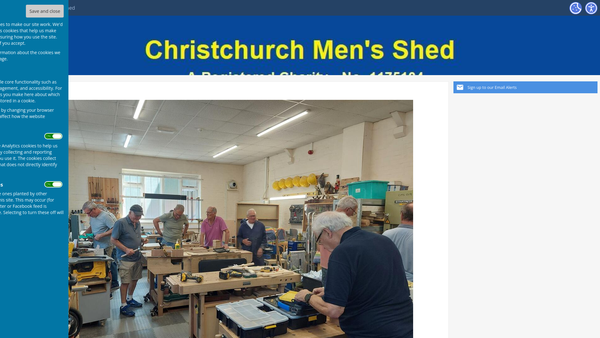 Screenshot of the Christchurch Men's Shed website