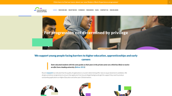 Screenshot of the Causeway Education Ltd website