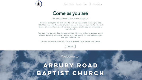 Screenshot of the Arbury Road Baptist Church website