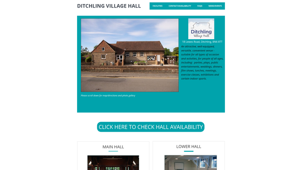 Screenshot of the Ditchling Village Hall website