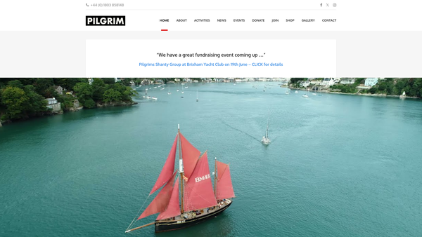 Screenshot of the Pilgrim Heritage Sailing Foundation website