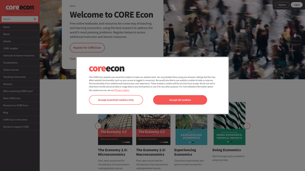Screenshot of the Core Economics Education website