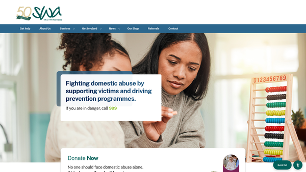 Screenshot of the Society Without Abuse website