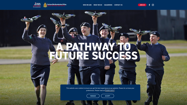 Screenshot of the Durham/northumberland Wing Atc Welfare Committee website