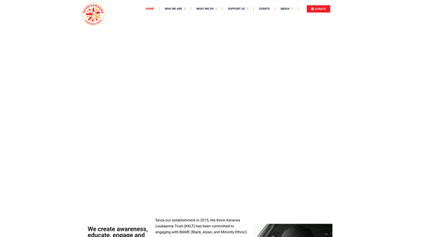 Screenshot of the Kevin Kararwa Leukaemia Trust website