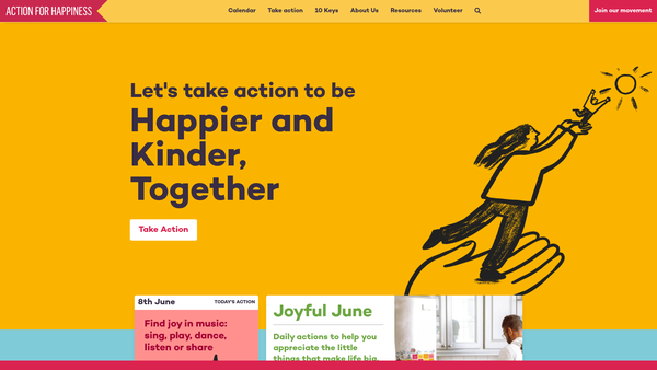 Screenshot of the Action For Happiness website
