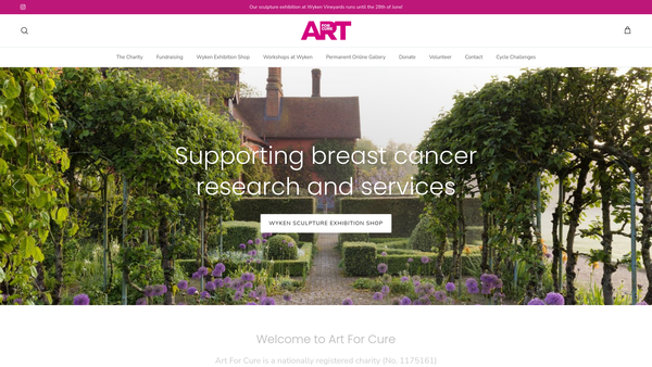 Screenshot of the Art For Cure website