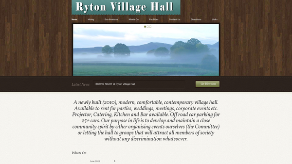Screenshot of the Ryton Village Hall website