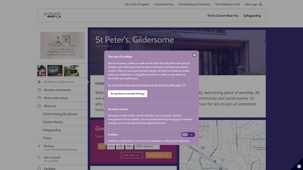 Screenshot of the The Parochial Church Council Of The Ecclesiastical Parish Of St Peter's Church, Gildersome website