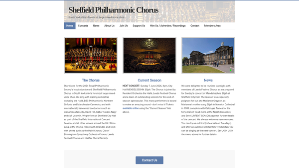Screenshot of the The Sheffield Philharmonic Chorus website