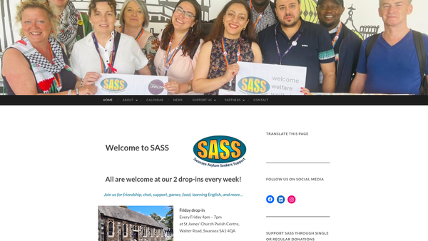 Screenshot of the Swansea Asylum Seekers Support website