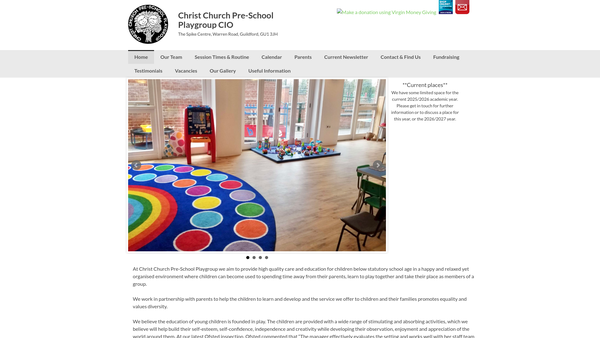 Screenshot of the Christ Church Pre-School Playgroup CIO website