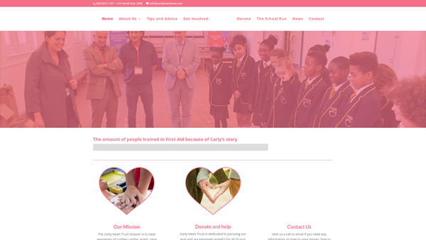 Screenshot of the Carly Heart Trust website