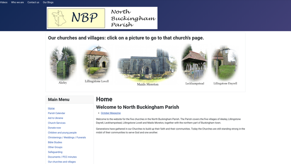 Screenshot of the North Buckingham Parish Parochial Church Council website