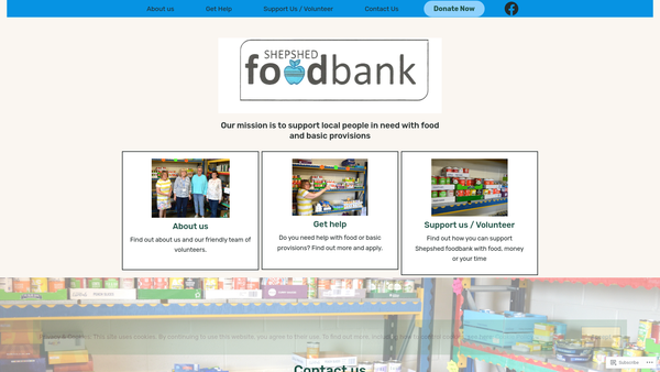 Screenshot of the Shepshed Foodbank website
