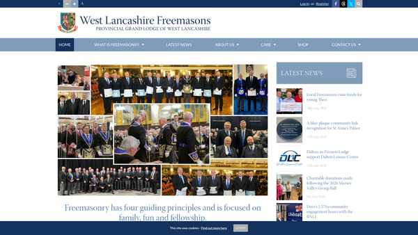 Screenshot of the West Lancashire Freemasons' Charity website