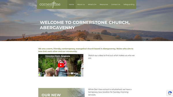 Screenshot of the Cornerstone Evangelical Church Abergavenny website