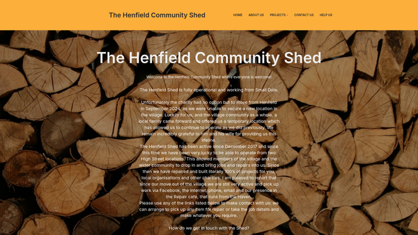 Screenshot of the The Henfield Shed website
