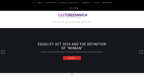 Screenshot of the The Parochial Church Council Of The Eccelsiastical Parish Of East Greenwich website