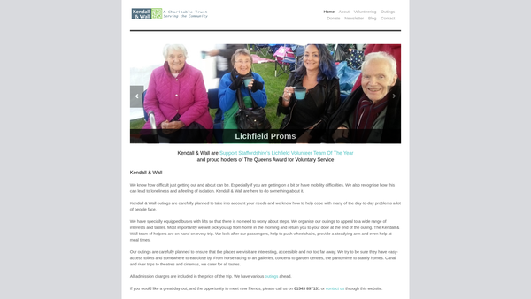 Screenshot of the Kendall & Wall Charitable Trust website