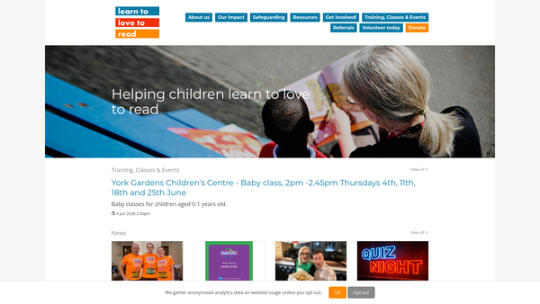 Screenshot of the 'Learn To Love To Read' website