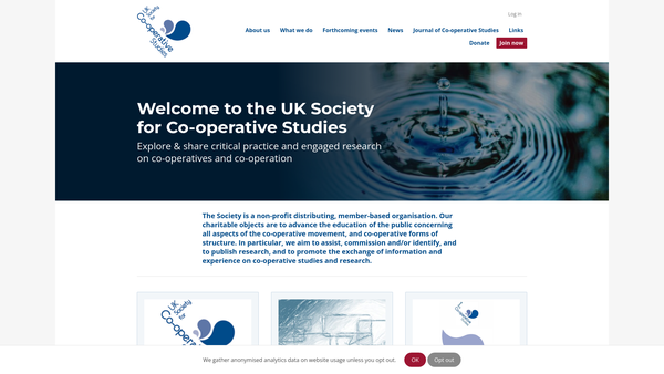 Screenshot of the UK Society For Co-Operative Studies website