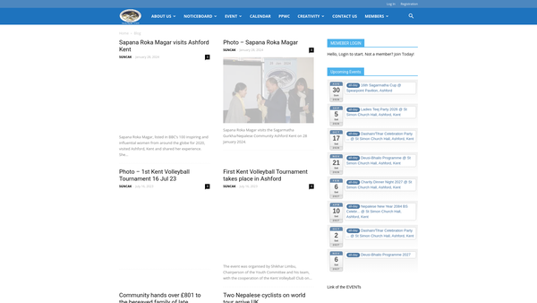 Screenshot of the Sagarmatha Gurkha Nepalese Community Ashford, Kent website