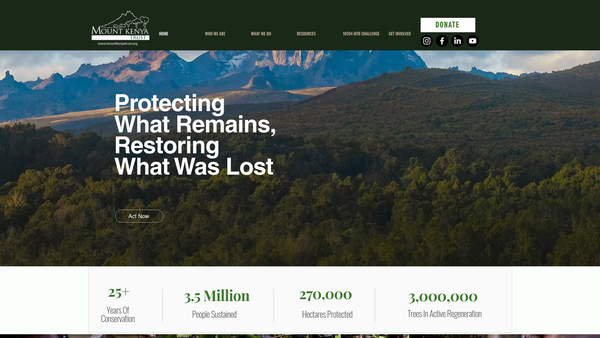 Screenshot of the Mount Kenya Trust website