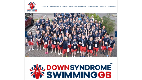 Screenshot of the Down Syndrome Swimming Great Britain website