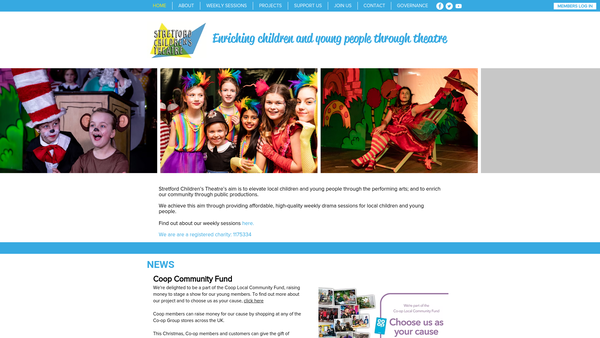 Screenshot of the Stretford Children's Theatre website