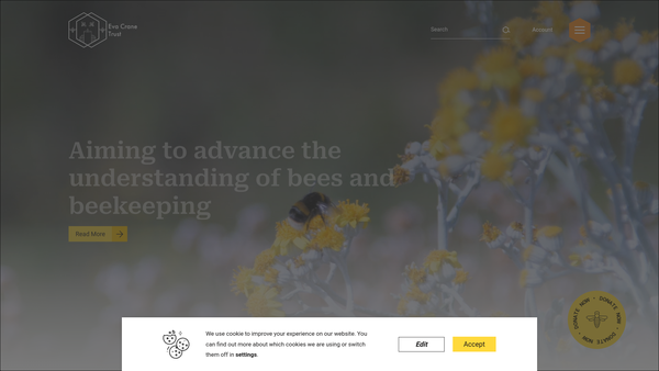 Screenshot of the Eva Crane Trust website
