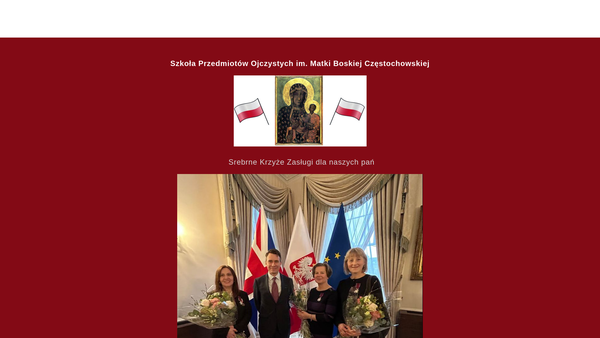 Screenshot of the Our Lady Of Czestochowa Polish School website