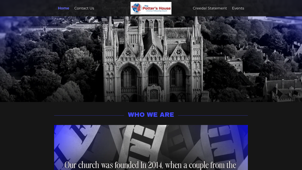 Screenshot of the Potters House Christian Fellowship UK Peterborough Church website