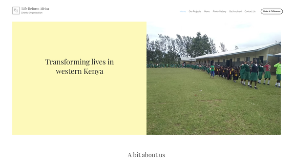 Screenshot of the Life Reform Africa website