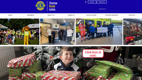 Screenshot of the Thorne Rural Lions Club (CIO) website
