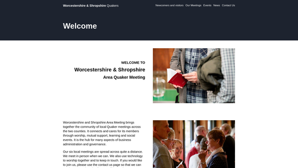 Screenshot of the Worcestershire And Shropshire Area Quaker Meeting website