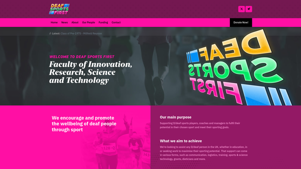 Screenshot of the Deaf Sports First website