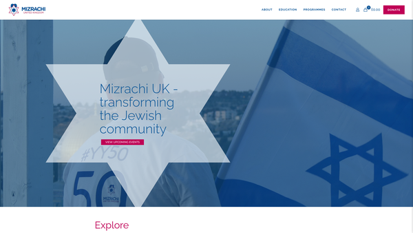 Screenshot of the Mizrachi (UK) website