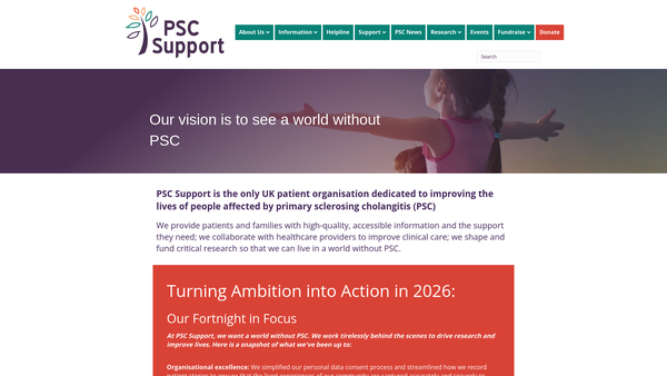 Screenshot of the Psc Support website