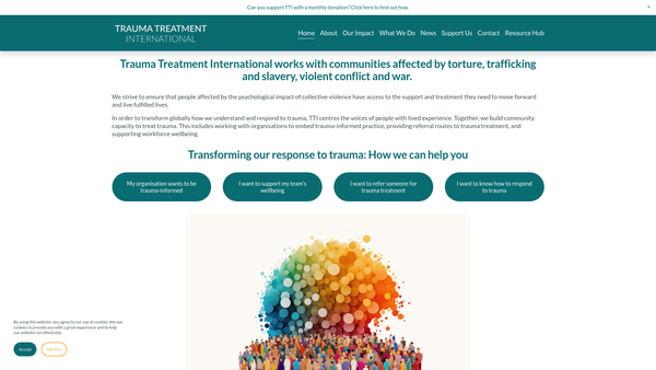 Screenshot of the Trauma Treatment International website