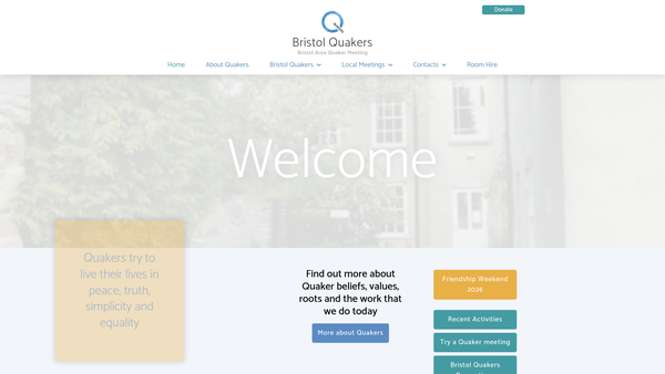 Screenshot of the Bristol Area Meeting Of The Religious Society Of Friends (Quakers) website