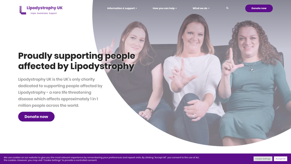 Screenshot of the Lipodystrophy UK website